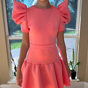 Light coral interview with structured shoulders